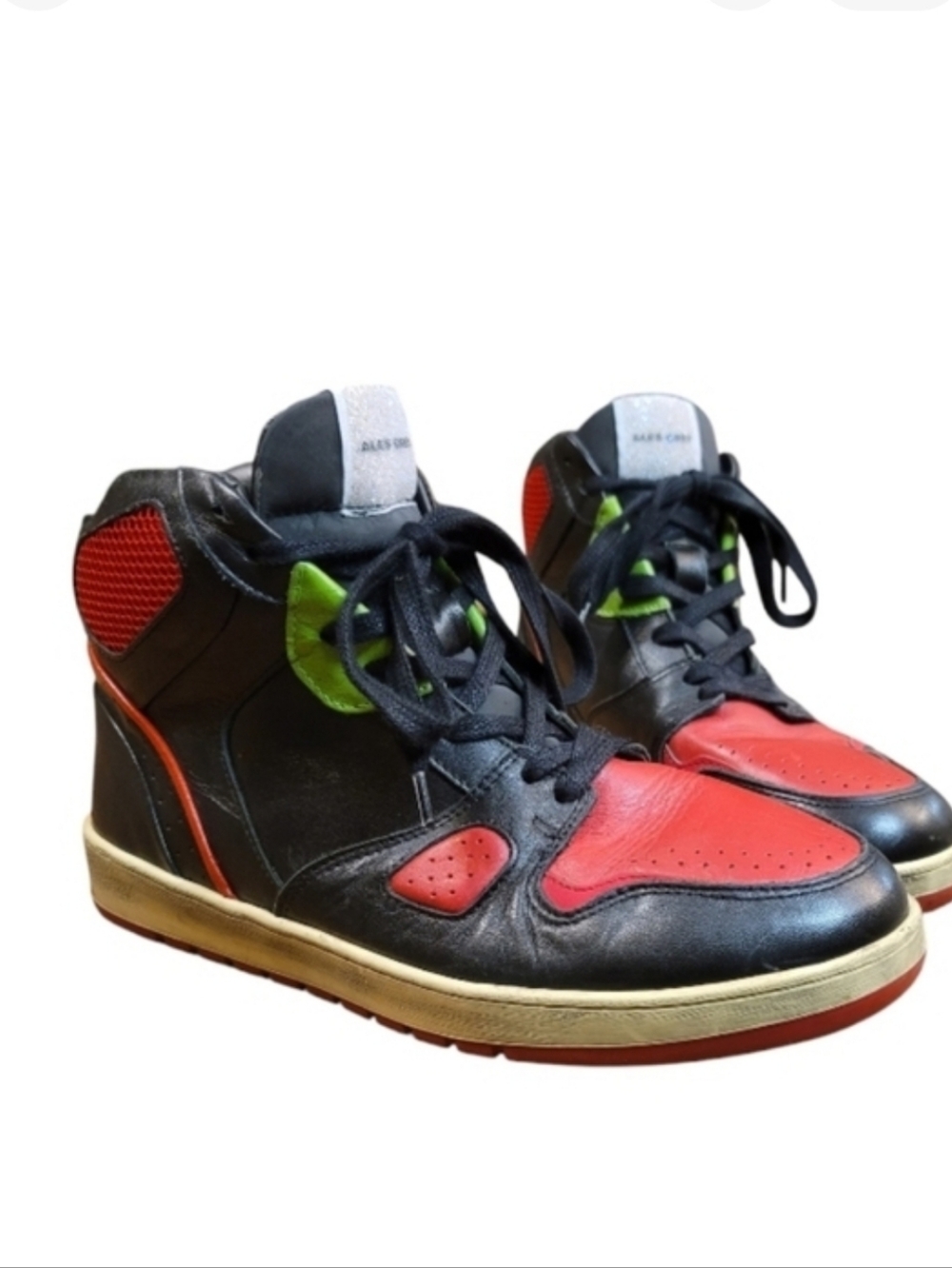 Ales Grey x Swarovski Black Red Leather High Top Luxury Sneaker Size 42 (US 9)